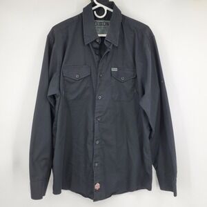 DIXXON WORKFORCE Long Sleeve Button Up Work Shirt Black Mens XL